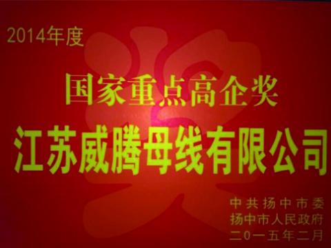 w66利来母线公司获“国家重点高企”奖