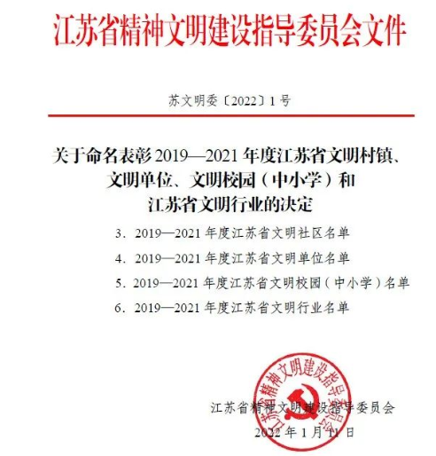 喜报！w66利来电气一连6年连任“江苏省文明单位”声誉称呼-栏目内容详细页-公司新闻